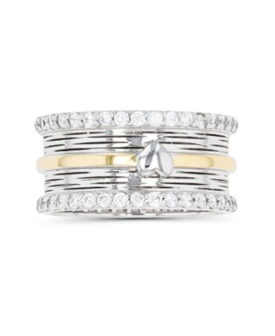 Кольцо с двухцветным фианитом Cubic Zirconia Heart Paved