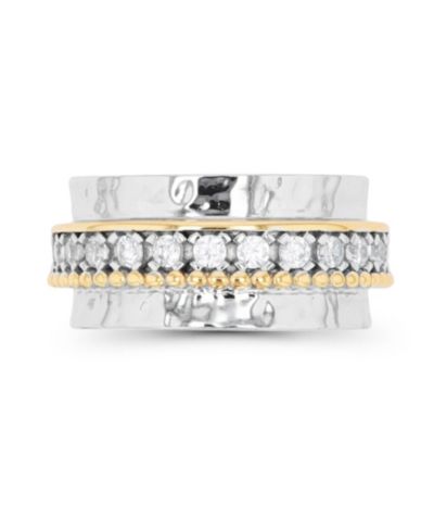 Двухцветное кольцо с Cubic Zirconia Hammered Band из стерлингового серебра