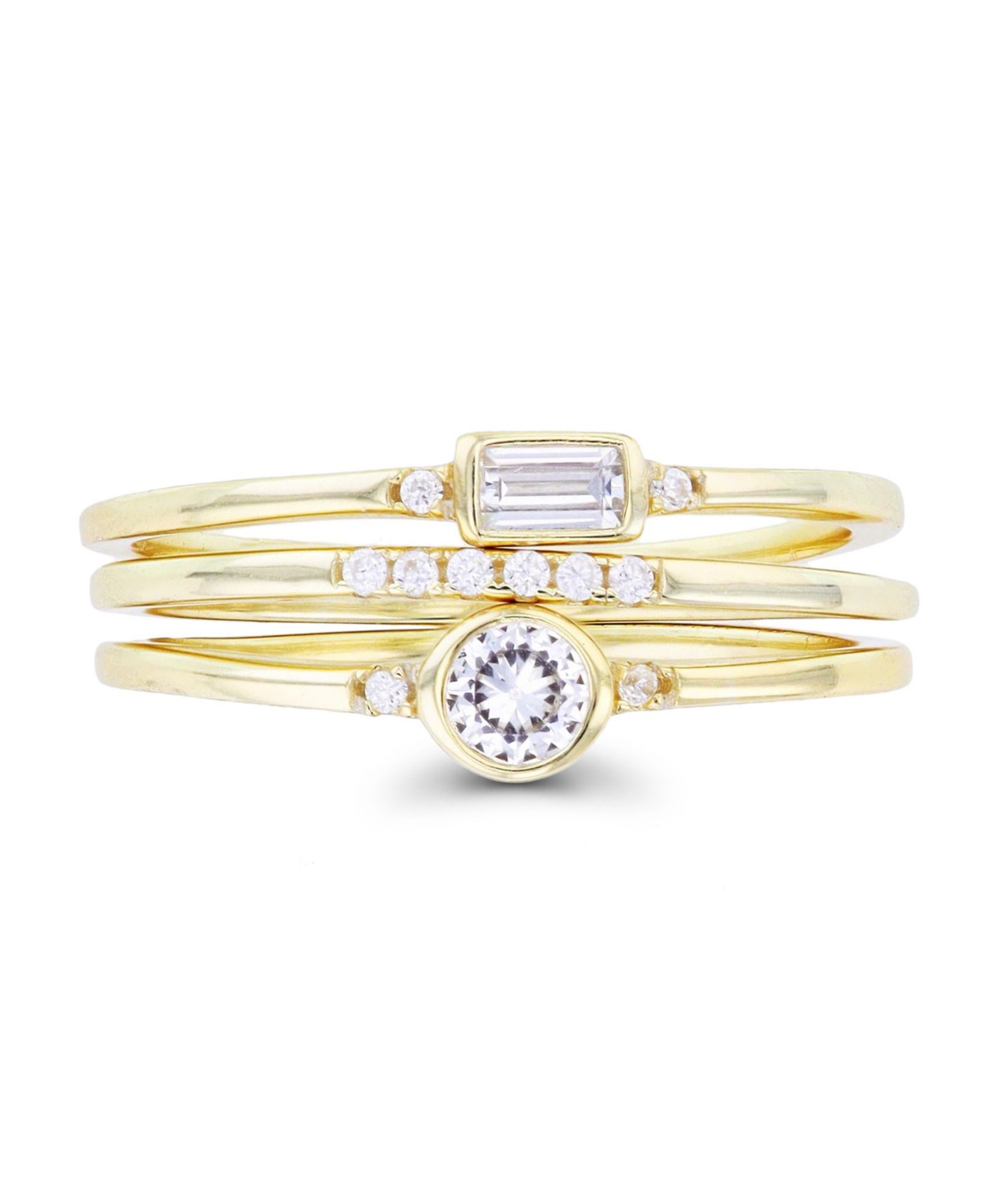 Кольцо с фианитами Cubic Zirconia Round and Baguette