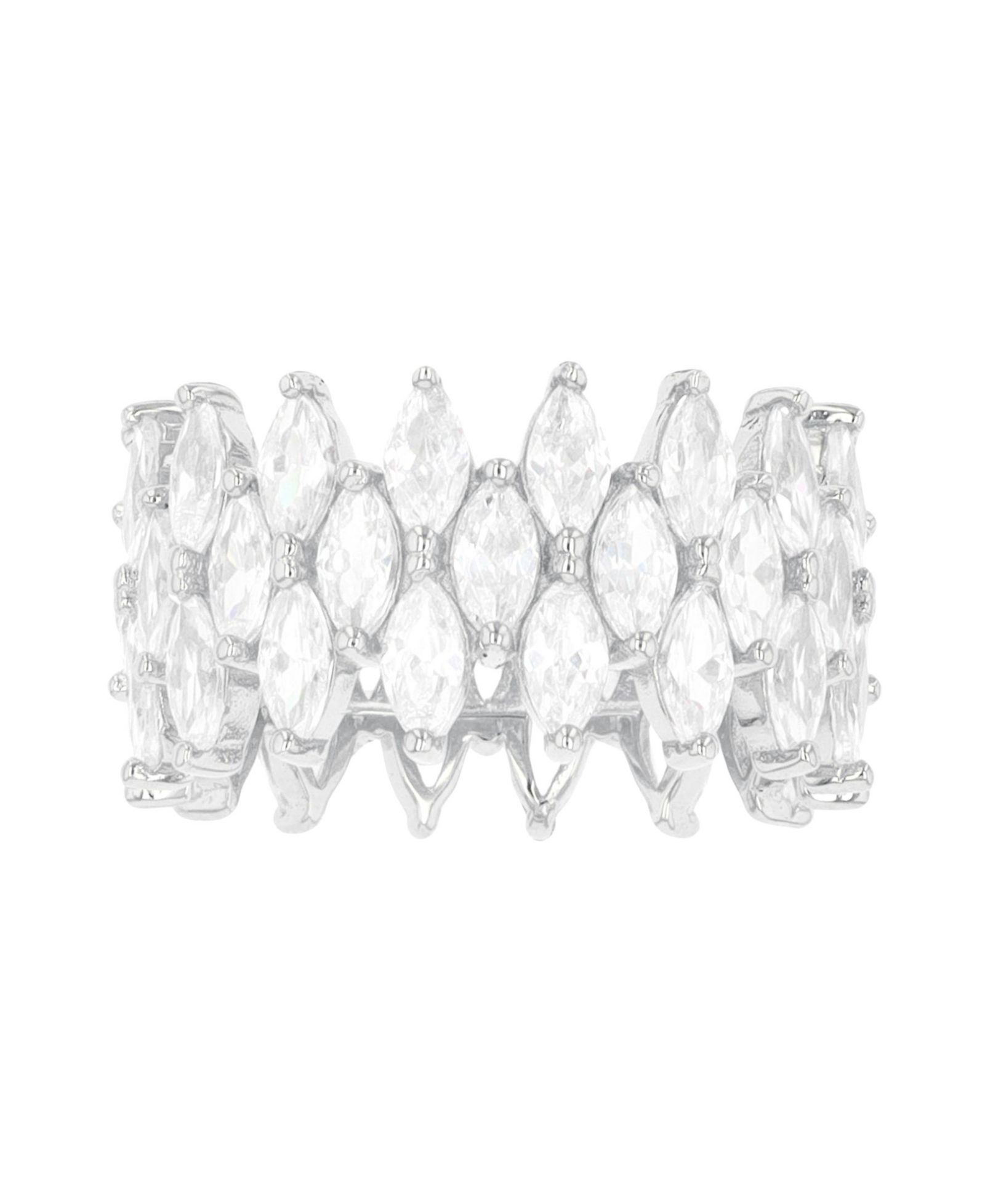 Кольцо с огранкой Marquise, Cubic Zirconia 3-Row