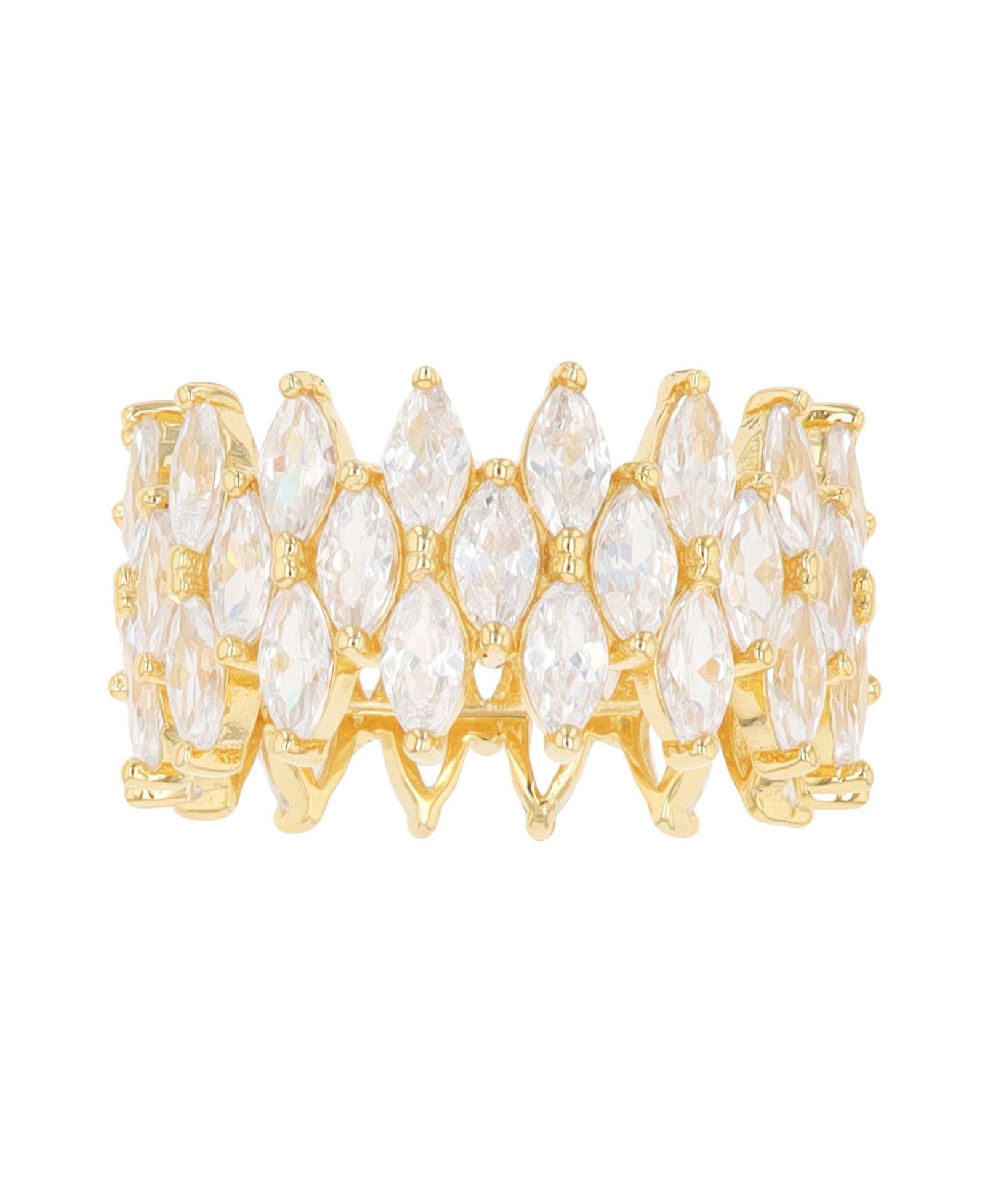 Кольцо Cubic Zirconia 3-Row Marquise Cut