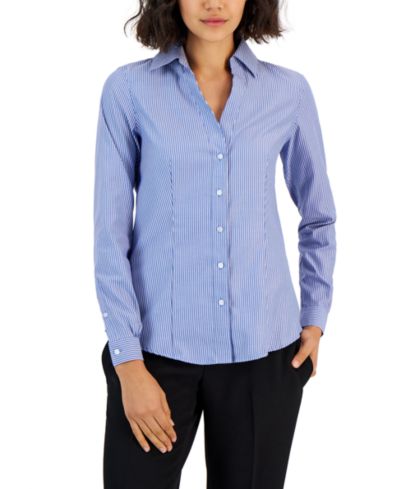 Jones New York Women's Easy Care Button Up Long Sleeve Blouse