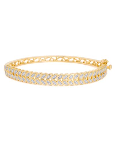 Diamond Accent Leaf Bangle in Gold-Plate