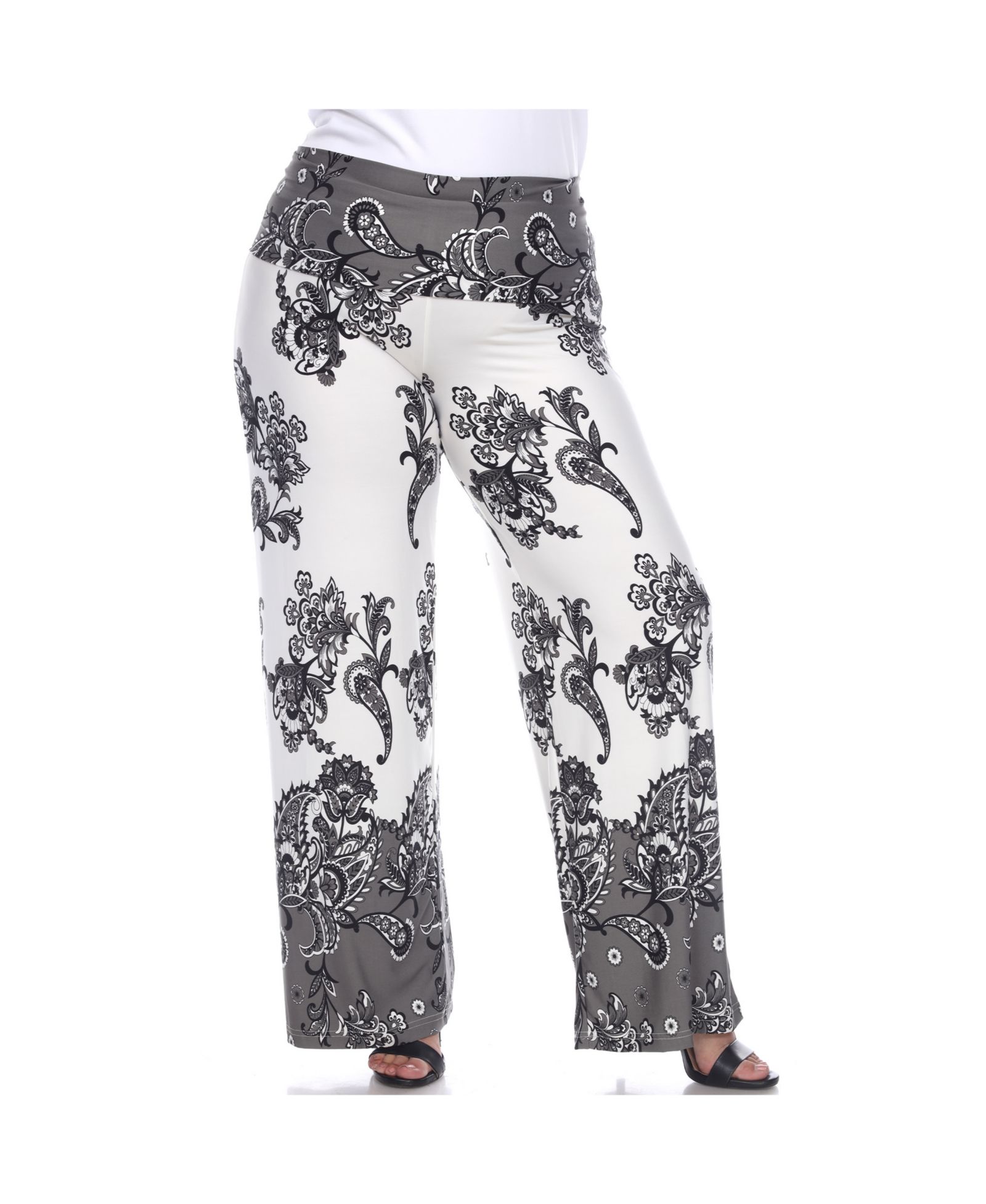 White Mark Plus Size Floral Paisley Printed Palazzo Pants