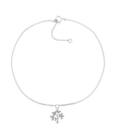 Macy's Браслет на ногу Tree of Life с бриллиантовым акцентом в стерлинговом серебре
