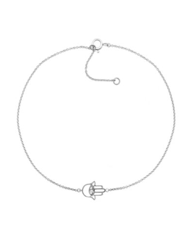 Браслет на ногу с подвеской Diamond Accent Hamsa Hand из Sterling Silver, 9" + 1" extender