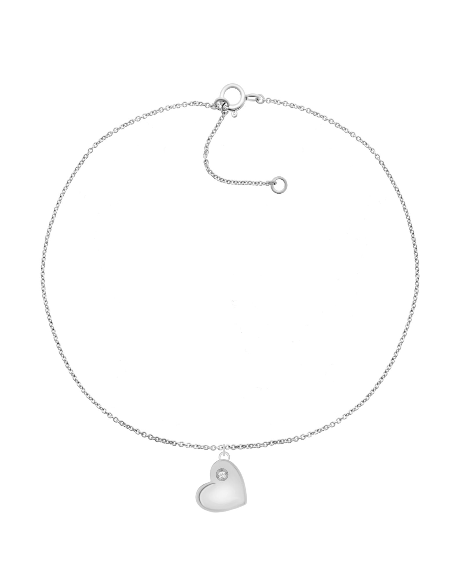 Браслет с подвеской Diamond Accent Heart Sterling Silver 9" + 1" extender