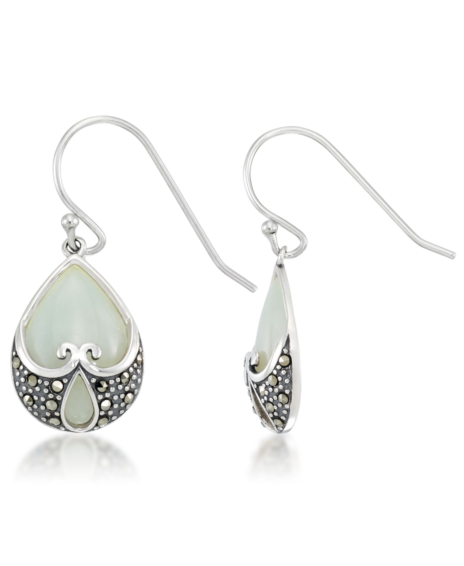 Серьги-подвески Jade Heart Shape Teardrop
