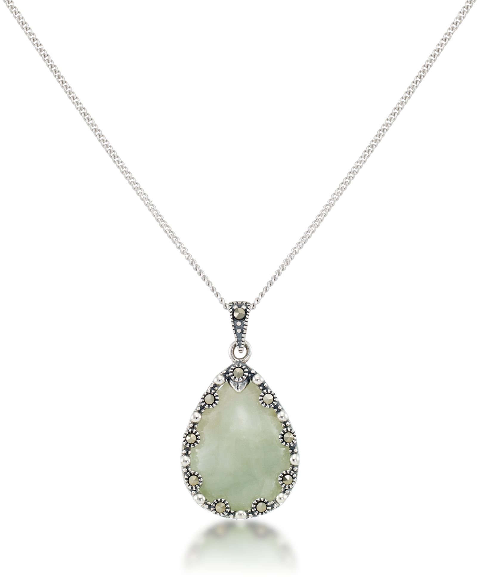 Подвеска Faceted Jade Teardrop с цепочкой Curb