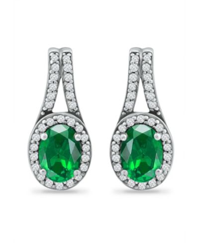 Giani Bernini Created Green Quartz and Cubic Zirconia Halo Earrings