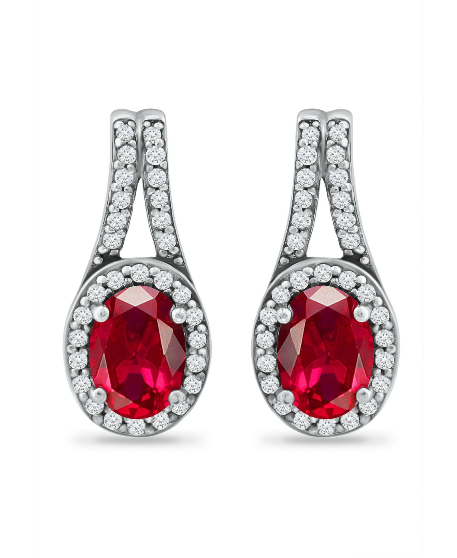 Giani Bernini Created Ruby and Cubic Zirconia Halo Earrings