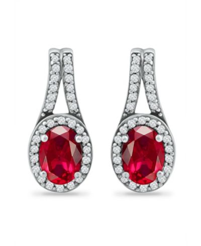 Giani Bernini Created Ruby and Cubic Zirconia Halo Earrings
