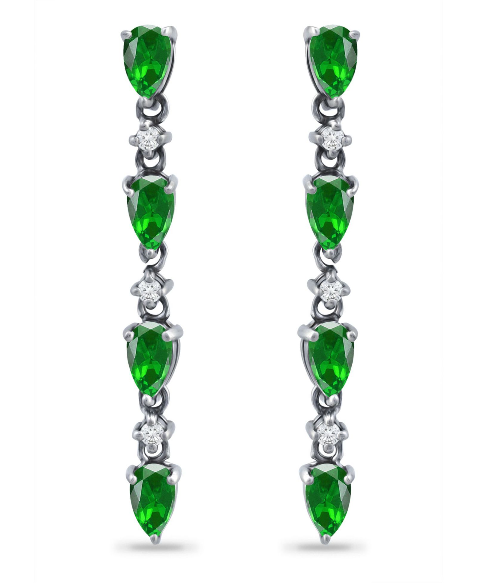 Серьги-подвески Giani Bernini Green Quartz and Cubic Zirconia Linear Drop