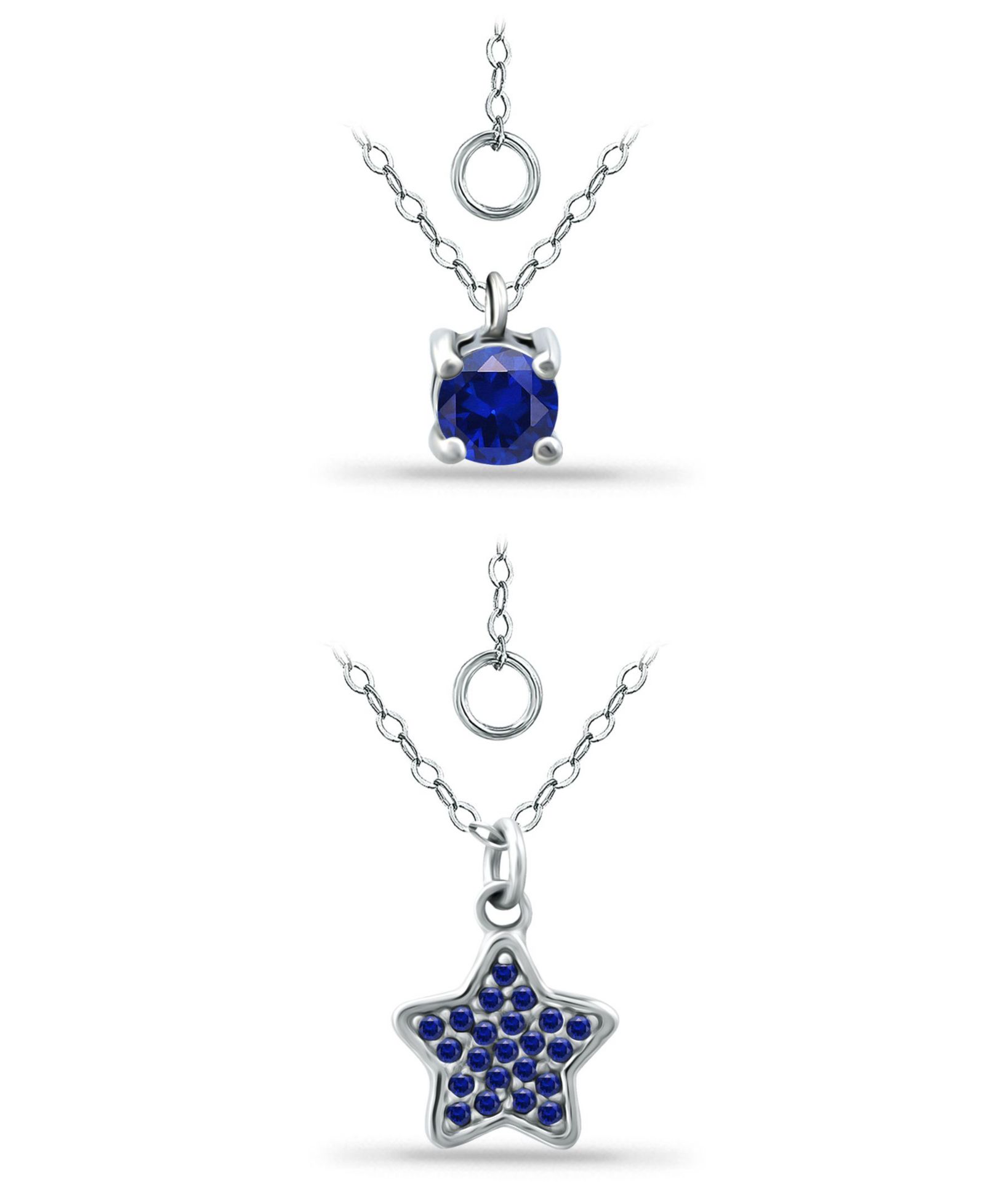 Комплект подвесок Giani Bernini Simulated Blue Sapphire Star Round, 2 Piece