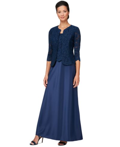 Alex Evenings Women's Lace Jacket & Lace-Top Gown