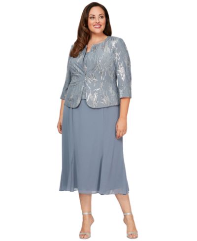 Комплект Alex Evenings Plus Size: декорированный жакет и платье А-силуэта