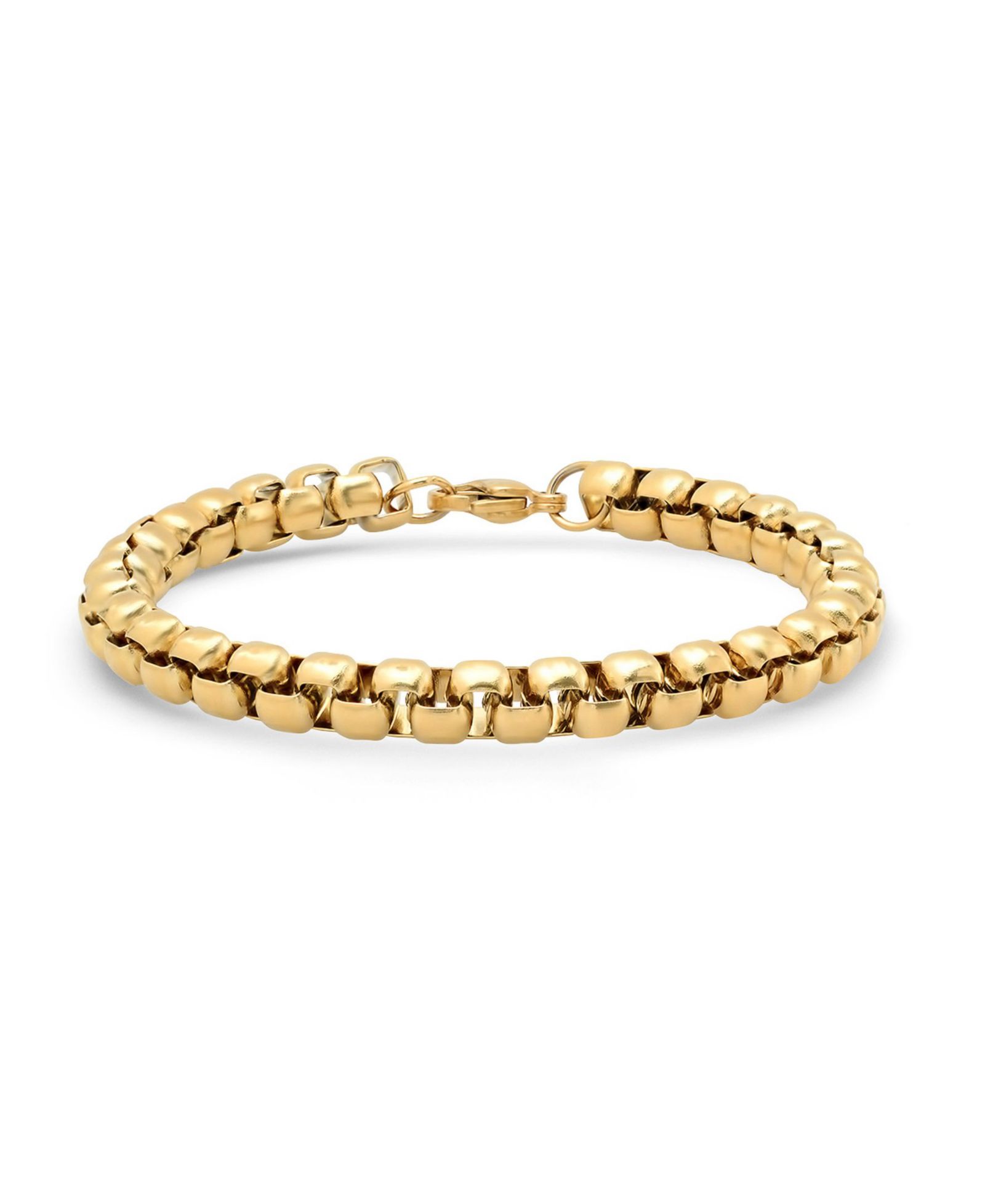 STEELTIME Men's 18K Gold Plated Stainless Steel Thick Round Box Link Bracelet