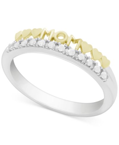 Кольцо Diamond Mom Heart (1/10 ct. t.w.) из стерлингового серебра и позолоты