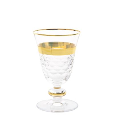 Classic Touch Short Stem Glasses with Gold-Tone Crystal Detail, Set of 6