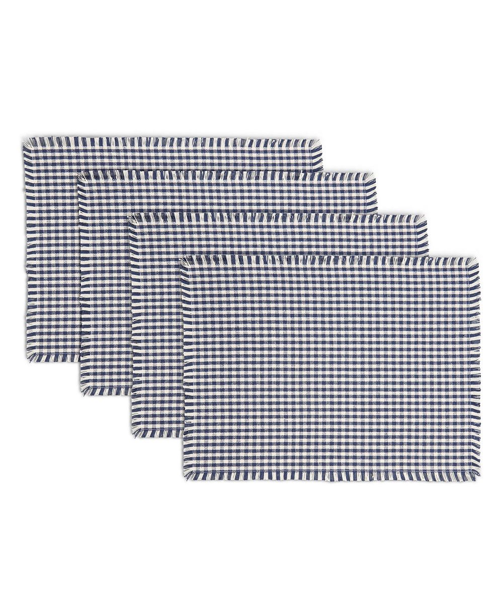 Набор салфеток под тарелки Town & Country Living Gingham Fringe, 4 шт, 13"x18"