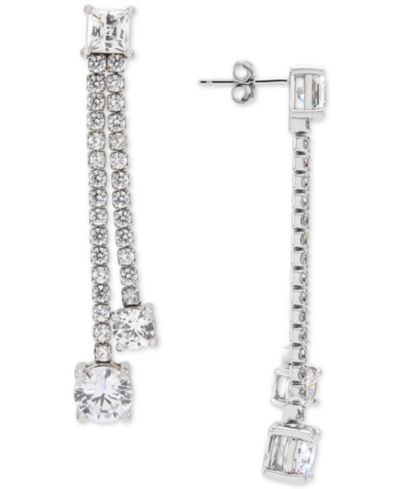 Arabella Cubic Zirconia Double Drop Earrings in Sterling Silver
