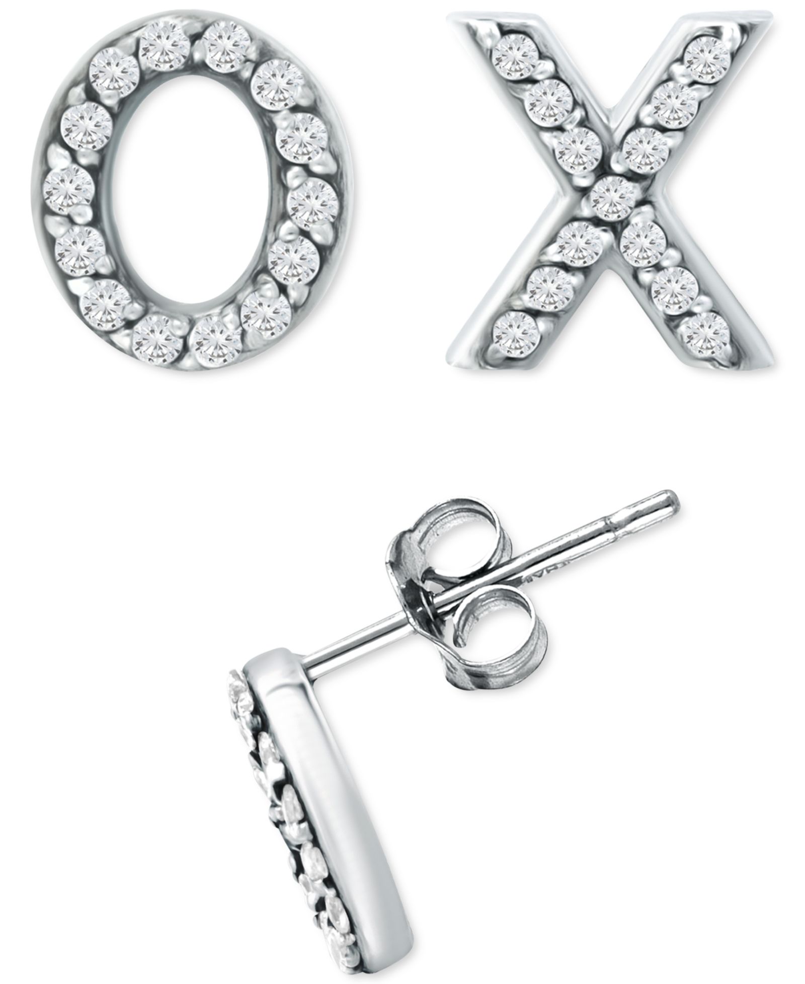 Giani Bernini серьги-гвоздики Cubic Zirconia X & O