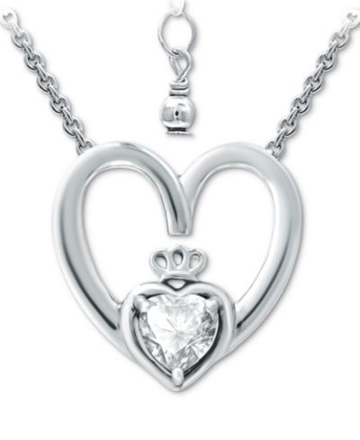 Giani Bernini Cubic Zirconia Claddagh Heart 16" Pendant Necklace, Created for Macy's