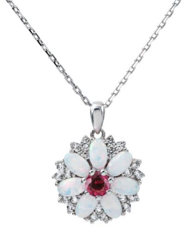 Women's Flower Pendant Necklace in Sterling Silver