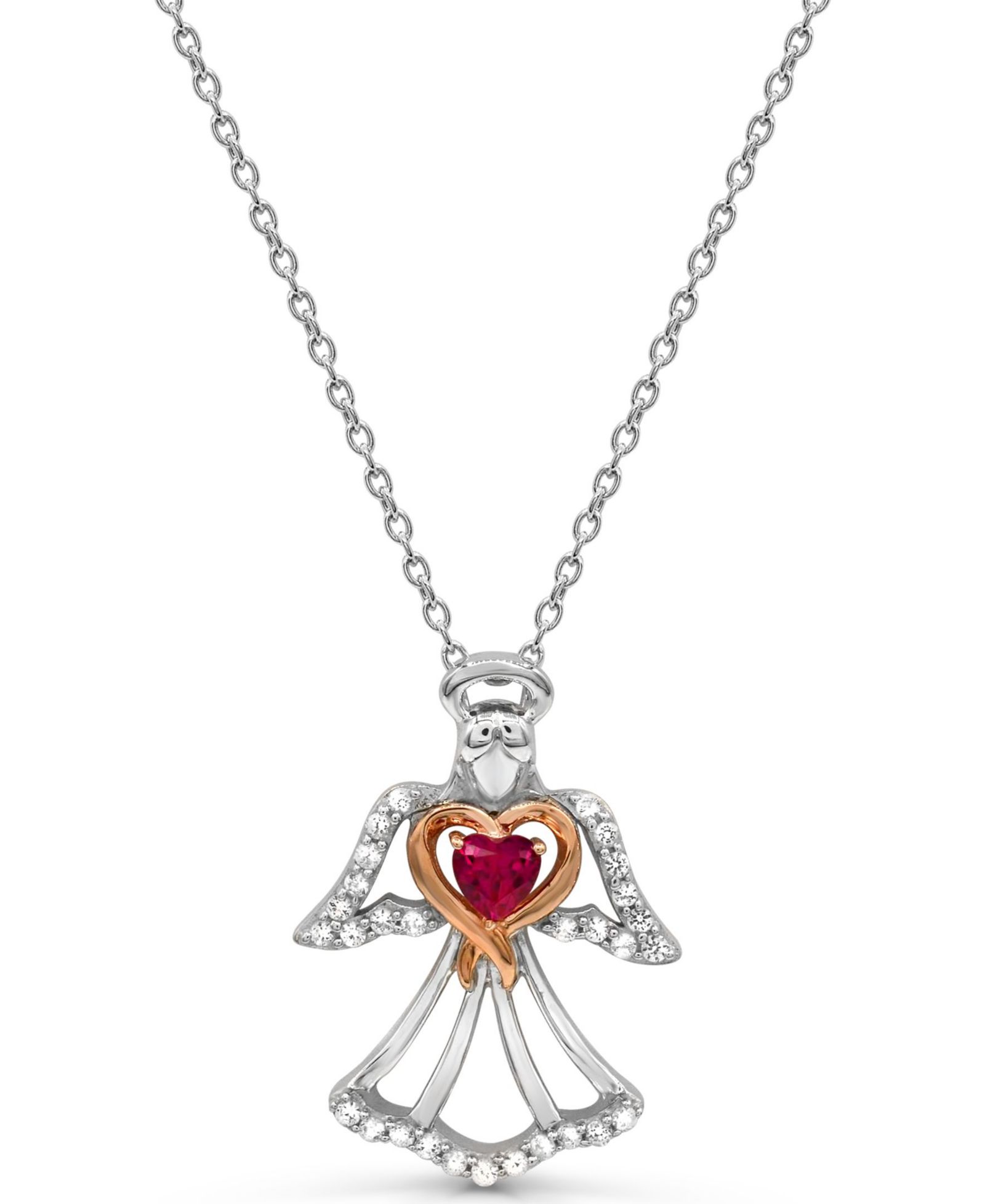 Женская подвеска-кулон Macy's Angel Heart в розовом золоте 14K с серебром