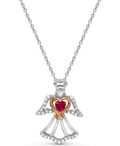 Женская подвеска-кулон Macy's Angel Heart в розовом золоте 14K с серебром