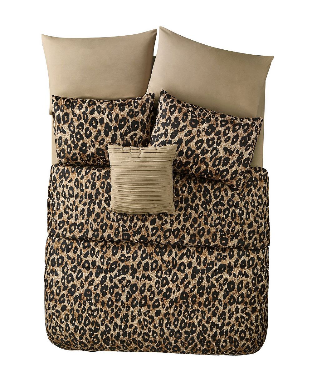 VCNY Home Cheetah Reversible Bed in a Bag 8 Piece Comforter Set, Queen