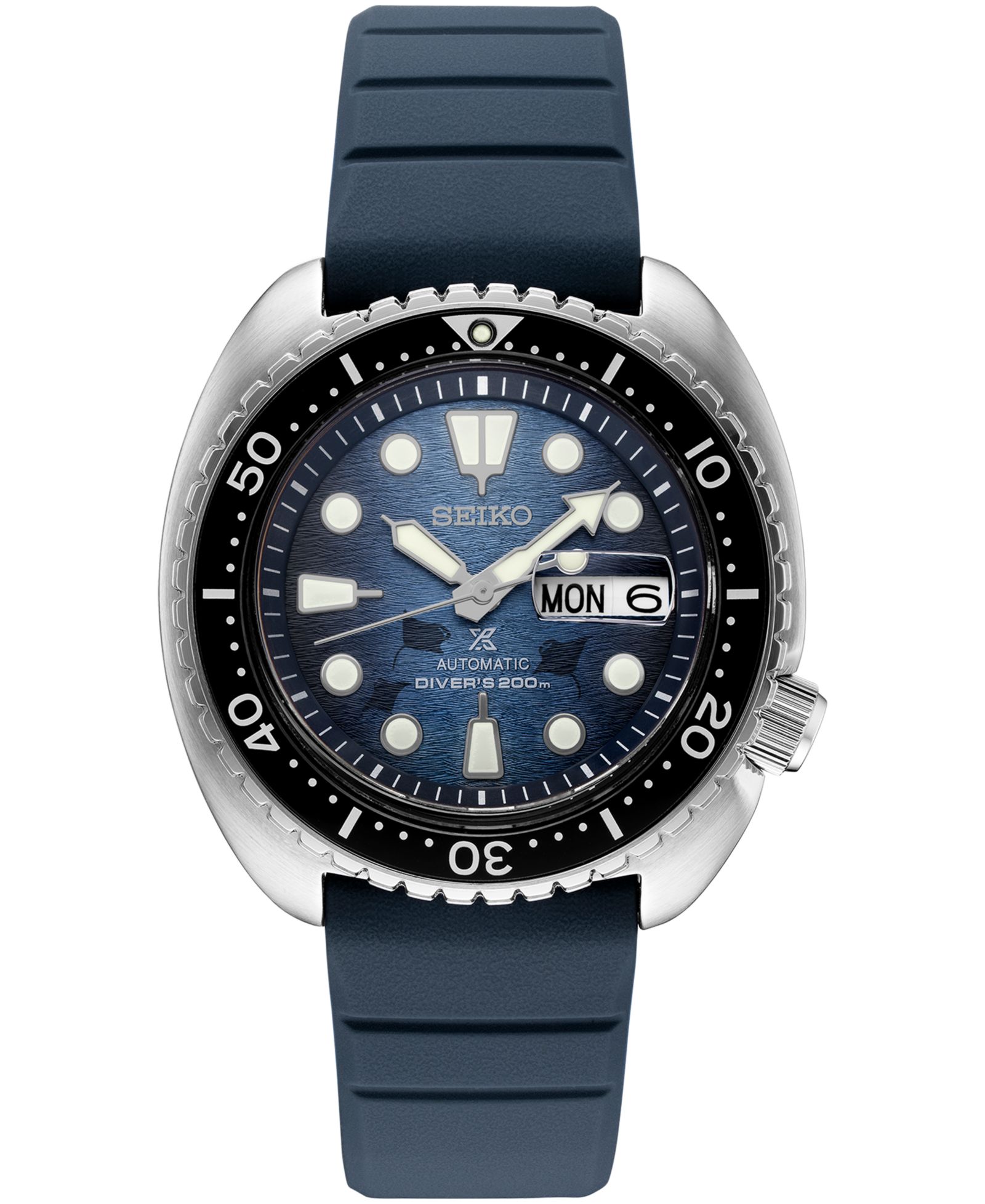 Seiko Men's Automatic Prospex Diver Dark Blue Silicone Strap Watch 45mm