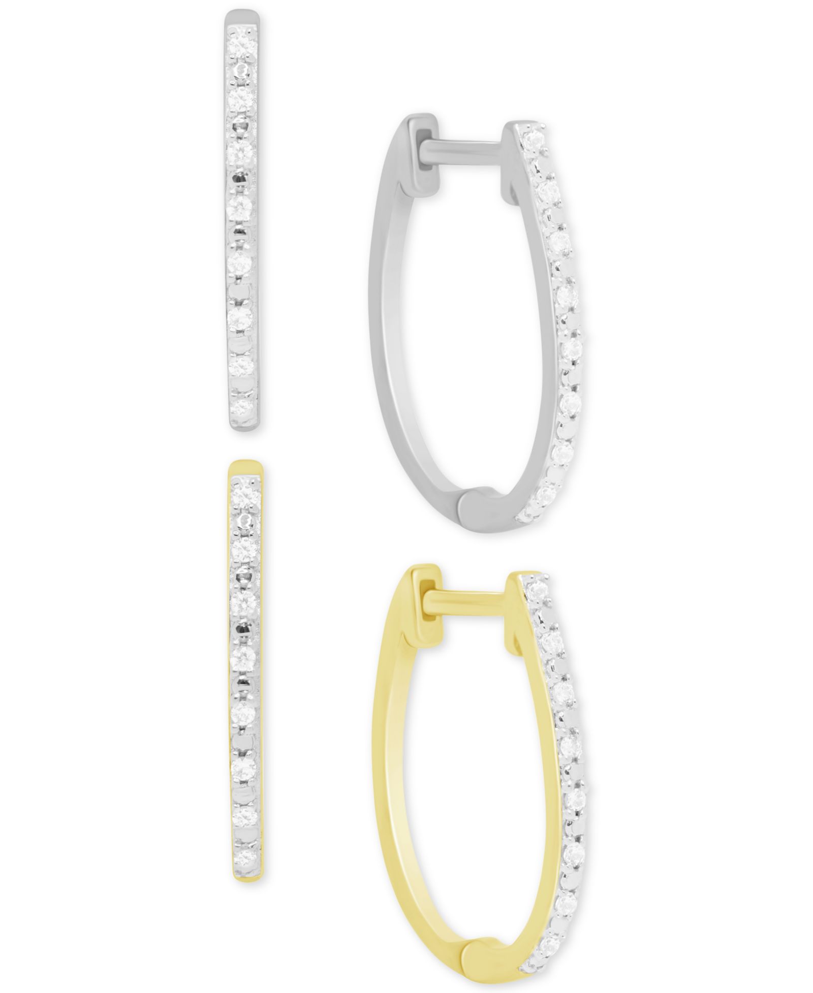 Комплект из 2 сережек-кольц Diamond Hoop в Sterling Silver и 14k Gold-Plated Sterling Silver