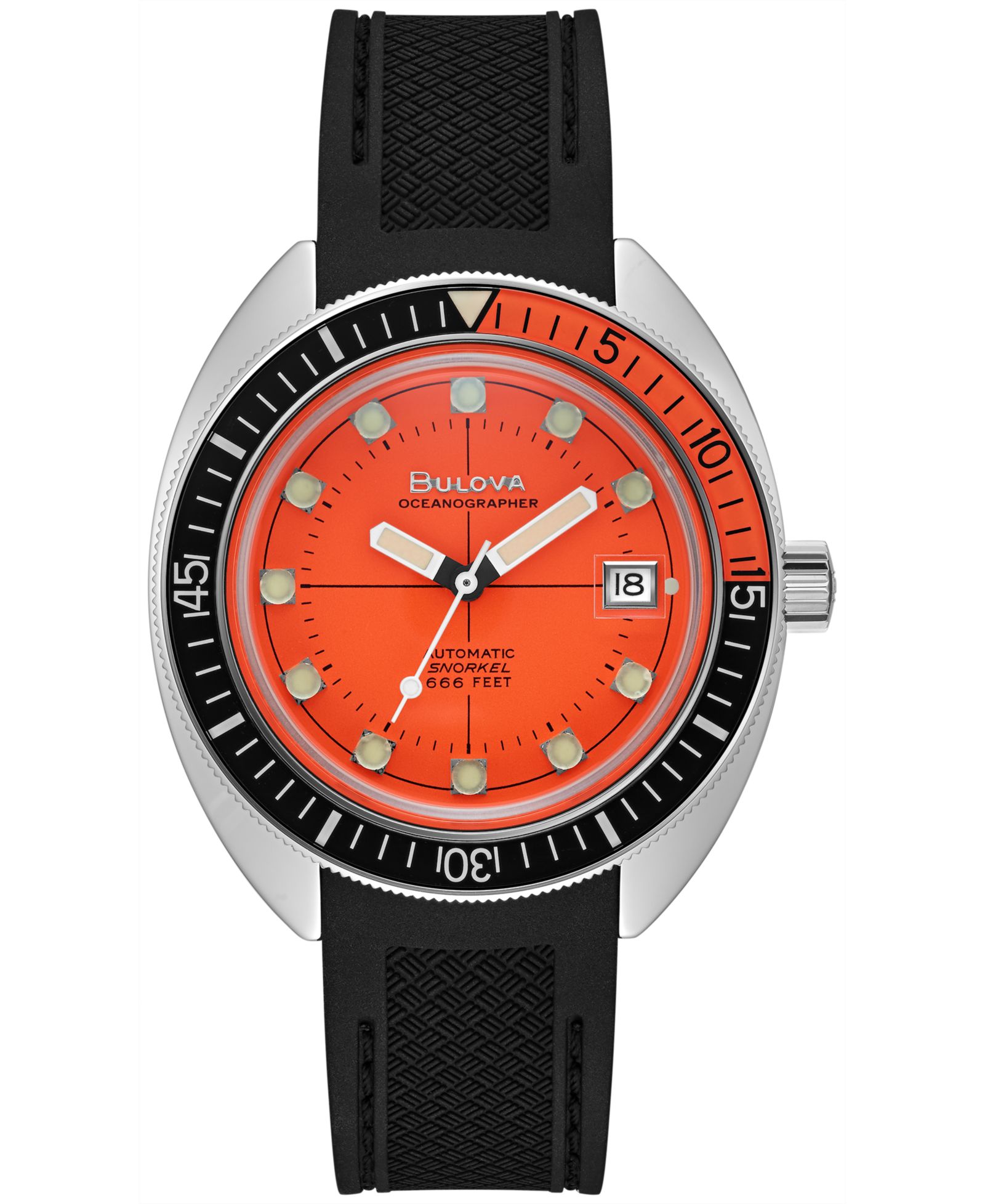 Мужские часы Bulova Automatic Oceanographer GMT Black Polyurethane Strap, 41mm
