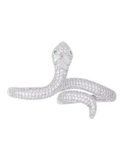 Кольцо с двойным элементом Snake из кубического циркония в серебряном напылении