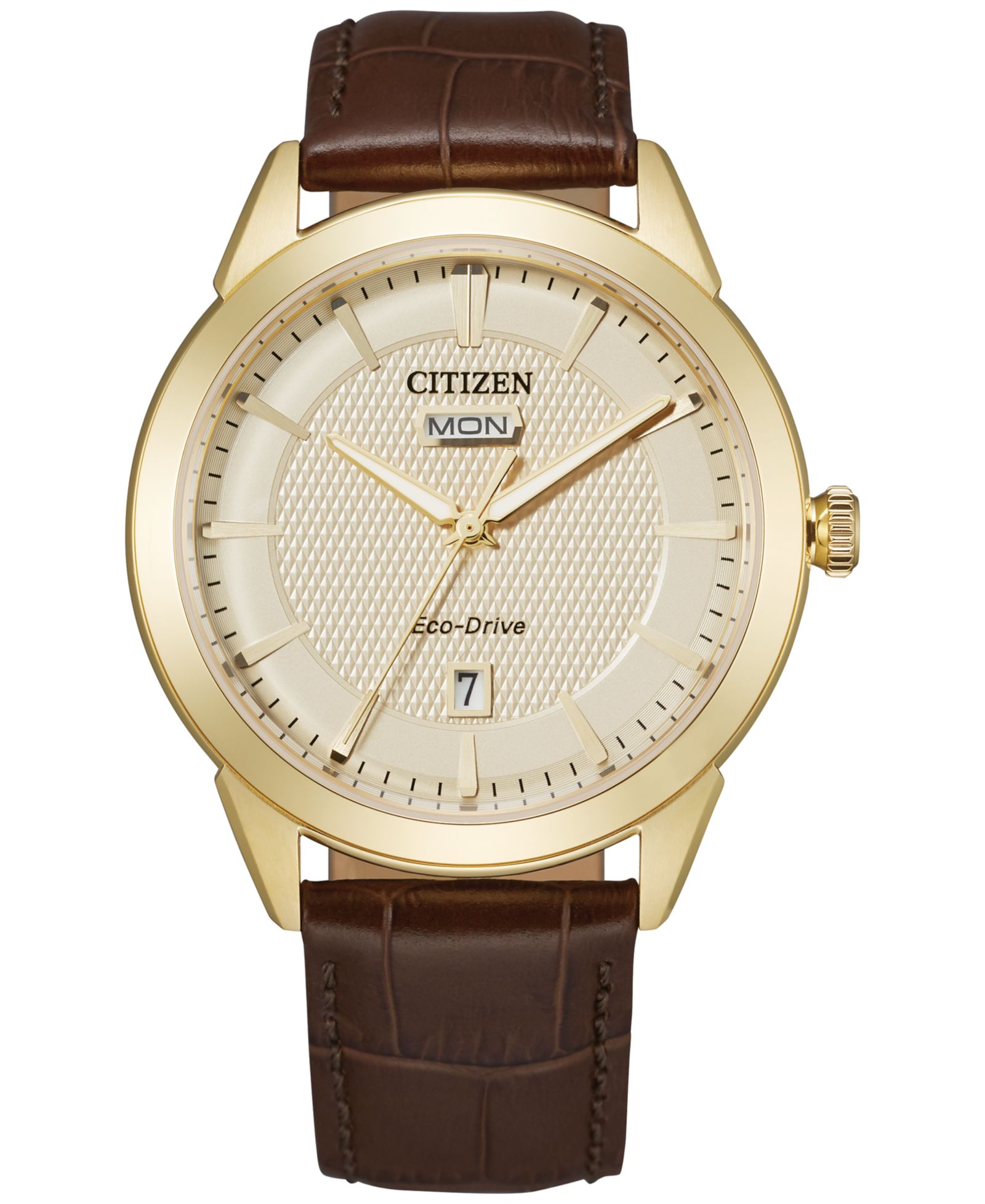 Citizen Eco-Drive Мужские Corso Brown Leather Strap Watch 40mm