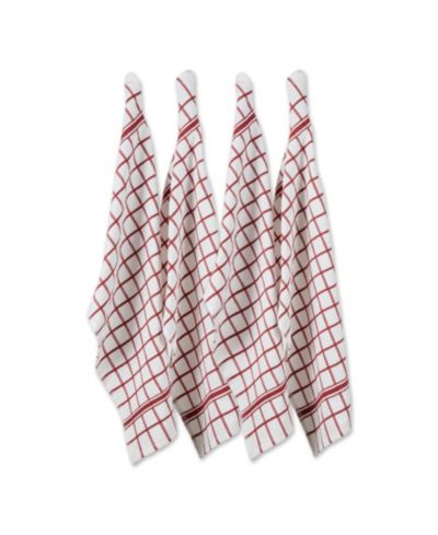 Design Imports Windowpane Terry Dishtowel, Set of 4