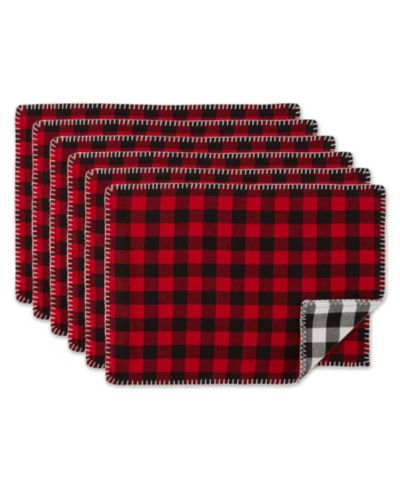 Набор салфеток Design Imports Christmas Buffalo Check с вышивкой, 6 шт.