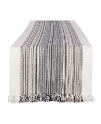 Design Imports Striped Fringed Table Runner, 14" x 108"