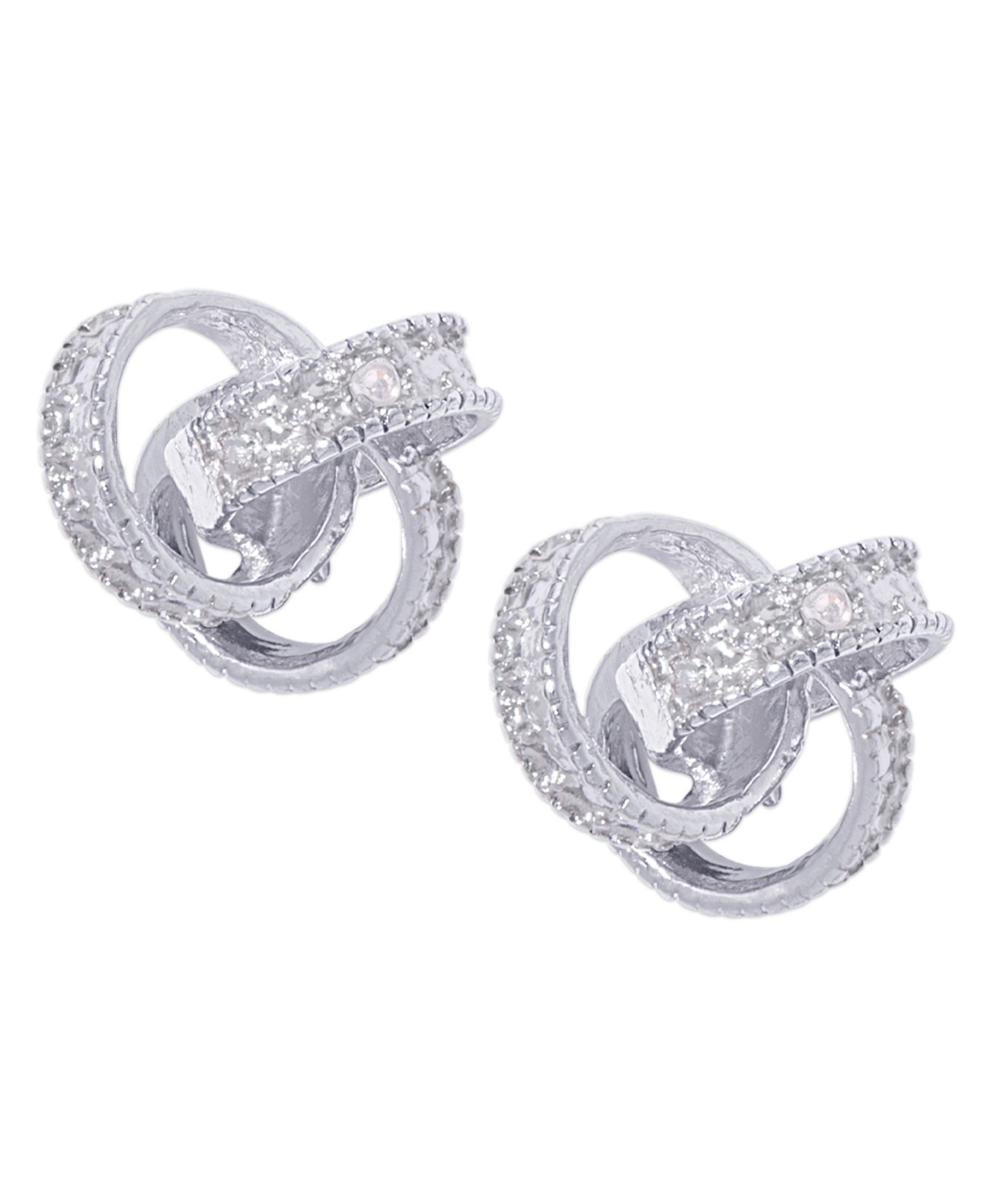 Diamond Accent Love Knot Stud Earrings in Silver or 14k Gold Plate