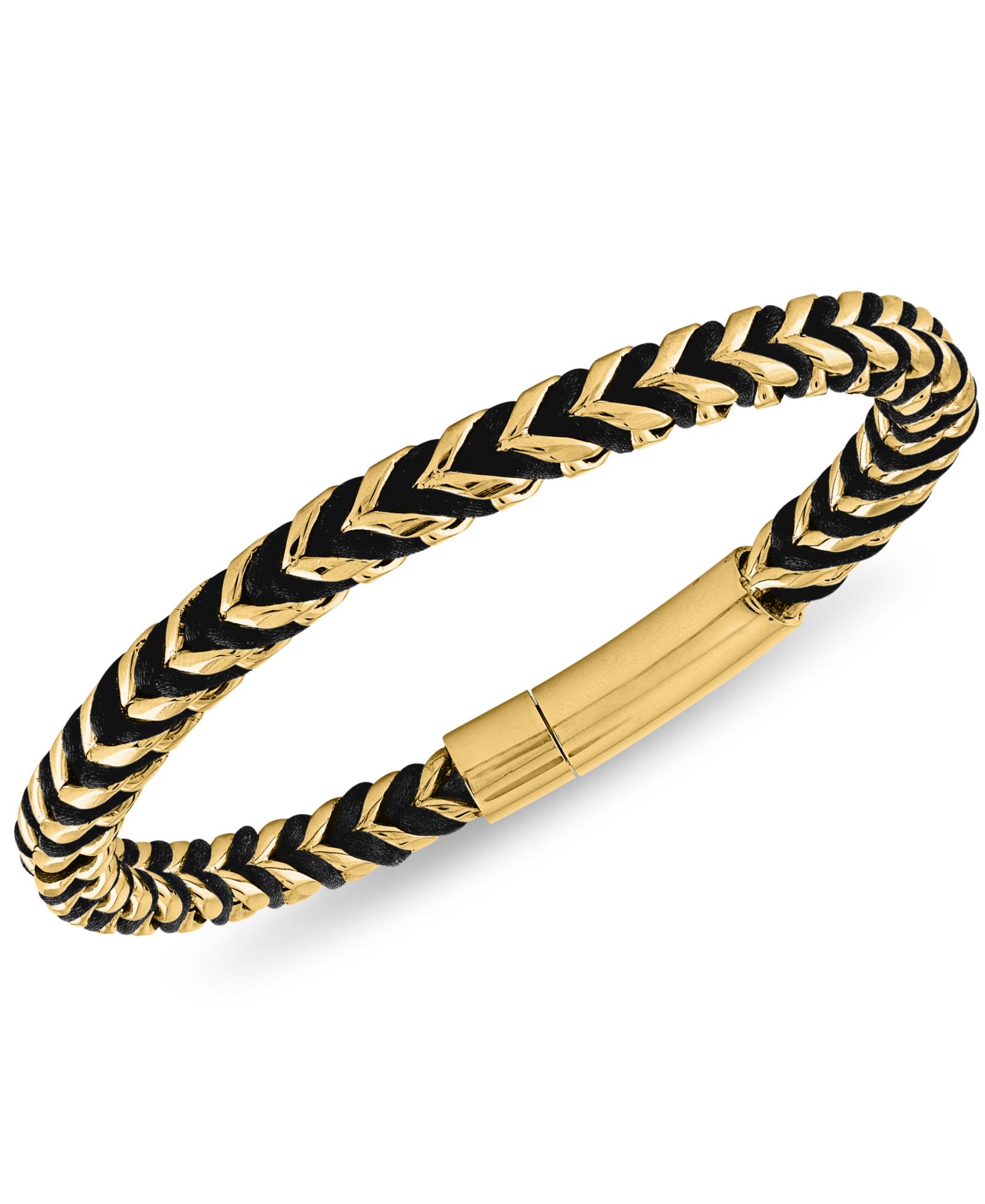 Браслет Esquire Men's Jewelry Nylon Cord Statement из золоченой нержавеющей стали