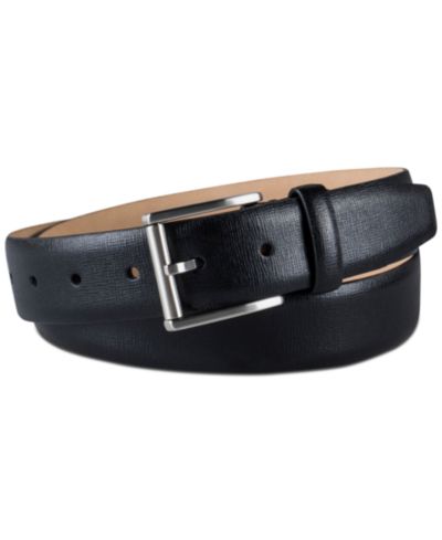 35MM Calvin Klein Men’s Textured Leather Roller Bar Buckle Belt