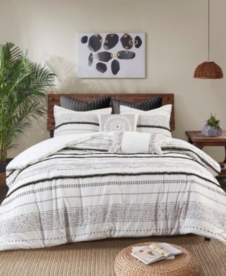 INK+IVY Nea Boho Stripe Cotton 3-Pc. Duvet Cover Set, Full/Queen