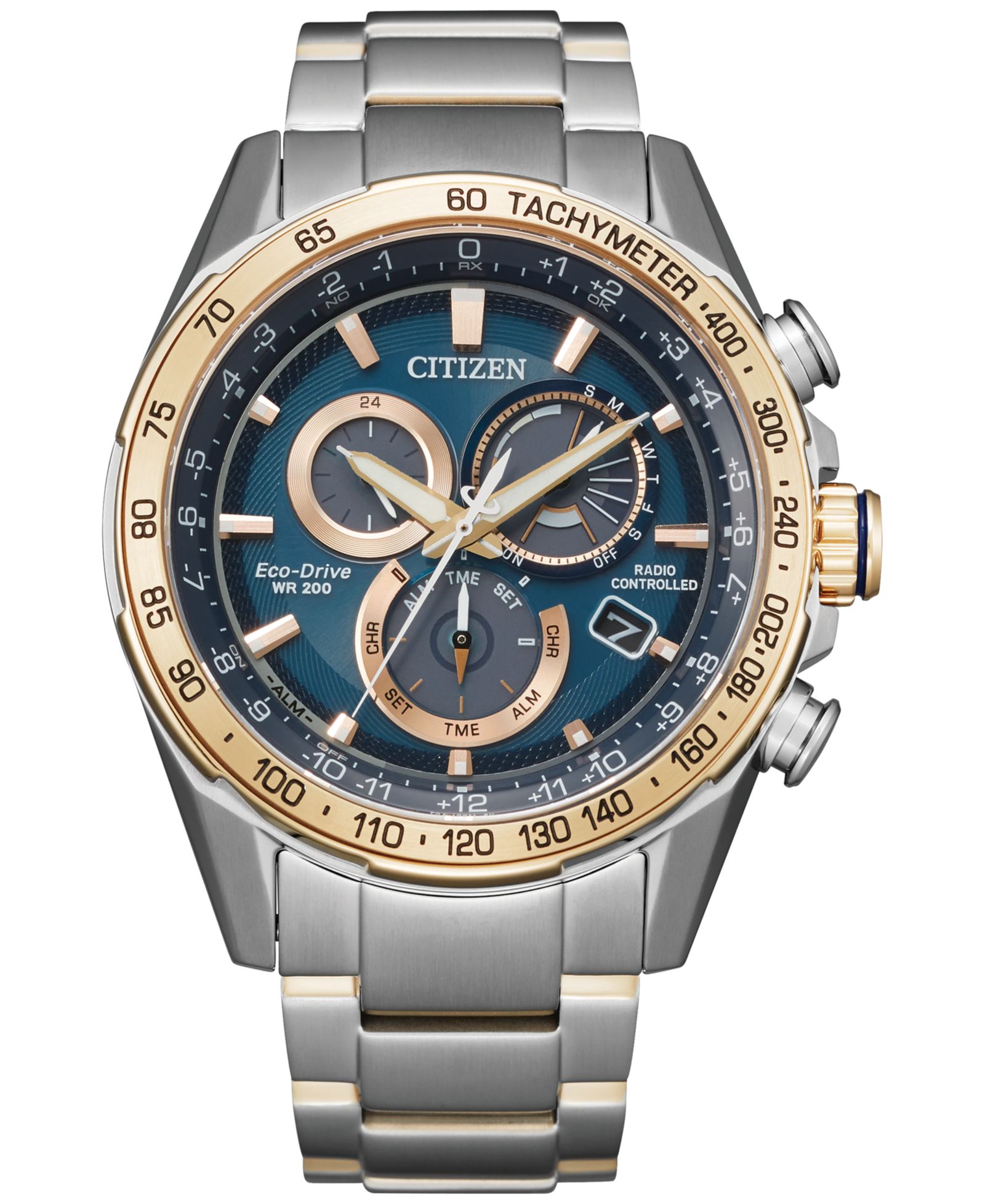 Citizen Eco-Drive Men's Chronograph PCAT Two-Tone Stainless Steel Bracelet Watch 43mm