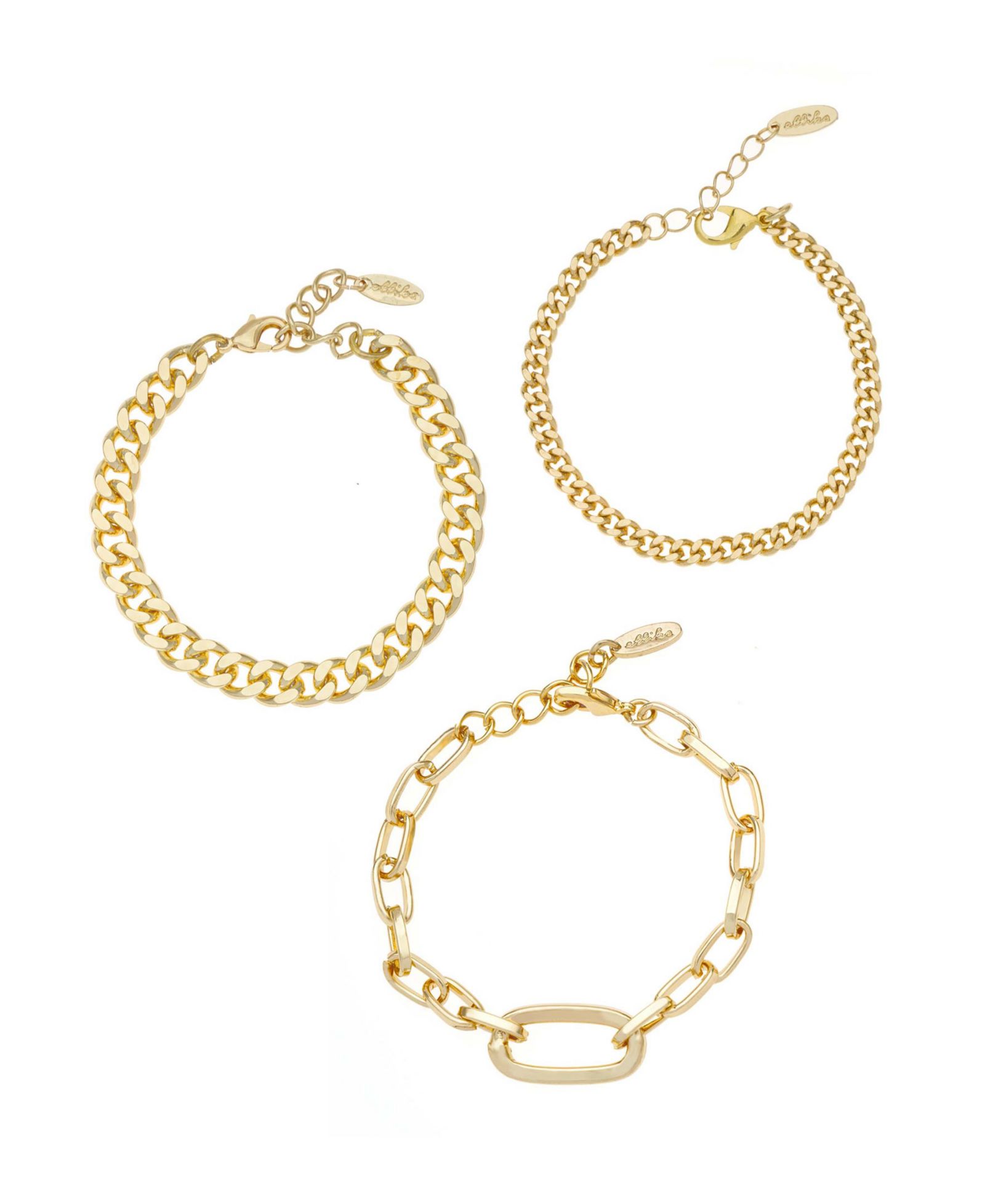 ETTIKA Gold Plated Chain Link Bracelet Set of 3
