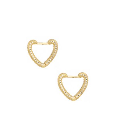 ETTIKA Small Cubic Zirconia Heart Hoops