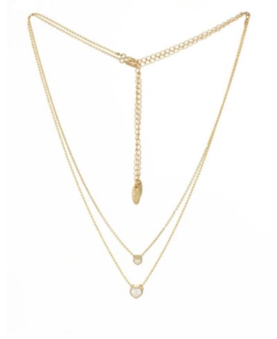 ETTIKA Dainty Chain and Crystal Heart Necklace Set of 2