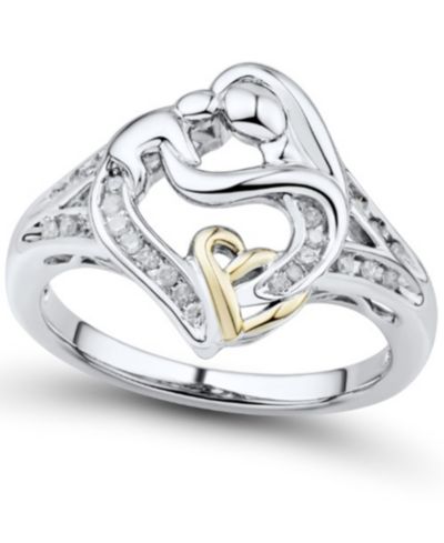 Кольцо Diamond Mother & Child, Sterling Silver & 14k Gold, 1/7 ct. t.w.