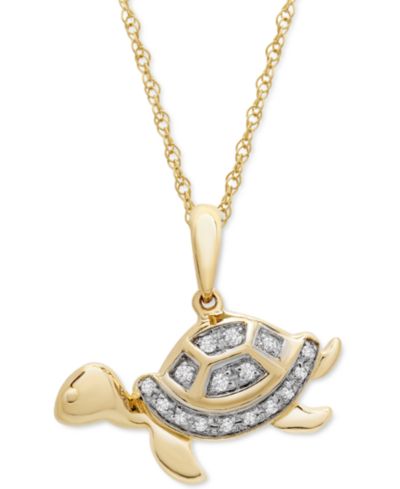 Подвеска Wrapped™ Diamond Turtle 18" в 10k Gold (1/20 ct. t.w.)
