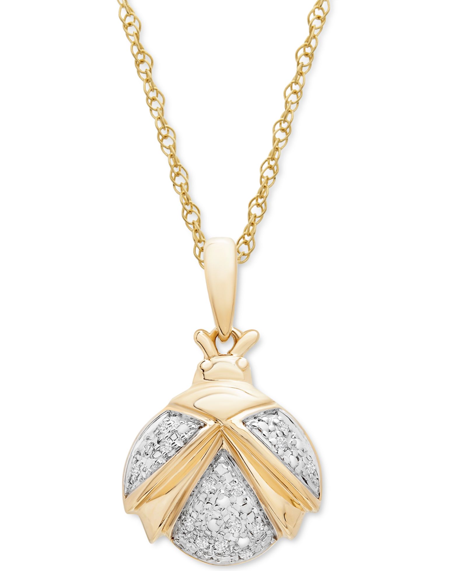 Подвеска-ожерелье Wrapped™ Diamond Ladybug 18" в 10k Gold